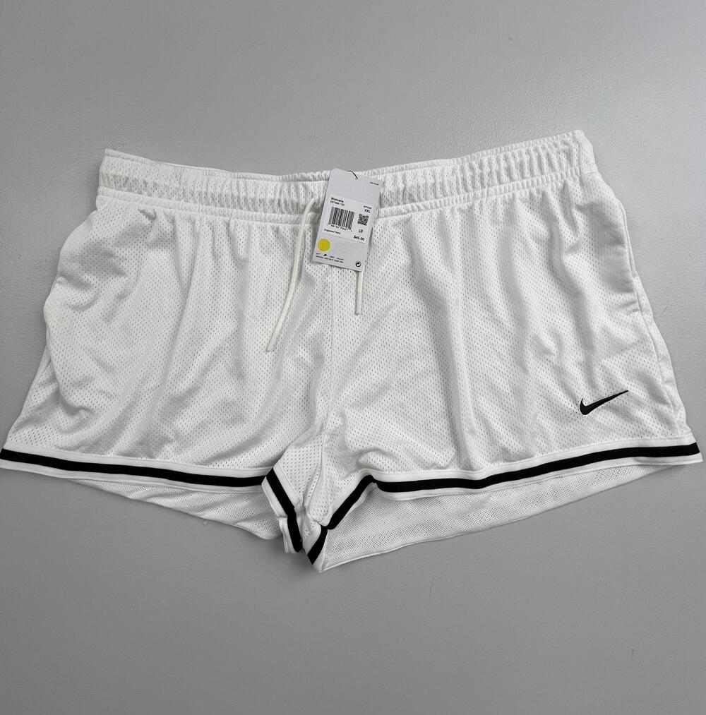 Nike Shorts Womens XXL White Mesh Loose Fit 2 Inch Inseam Drawstring Running